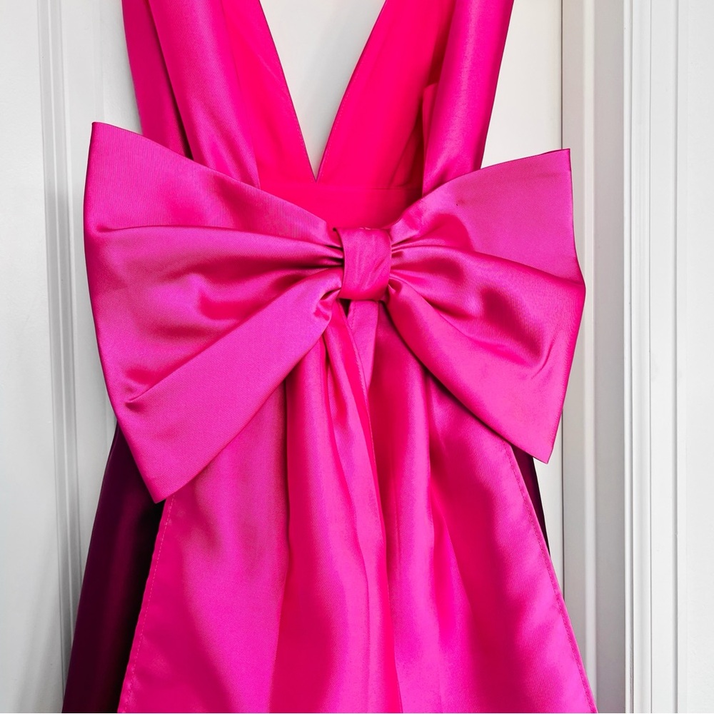 Hutch Harlo Bow Back Satin Tiered Maxi Dress Pink Magenta Formal Wedding 4 Small - Picture 5 of 15